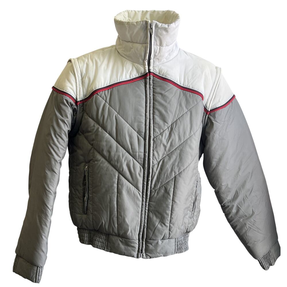 🧥 Alpine Patrol S (36-38) Gray White Puffer Jacket Ski 80s Snow Streetwear
